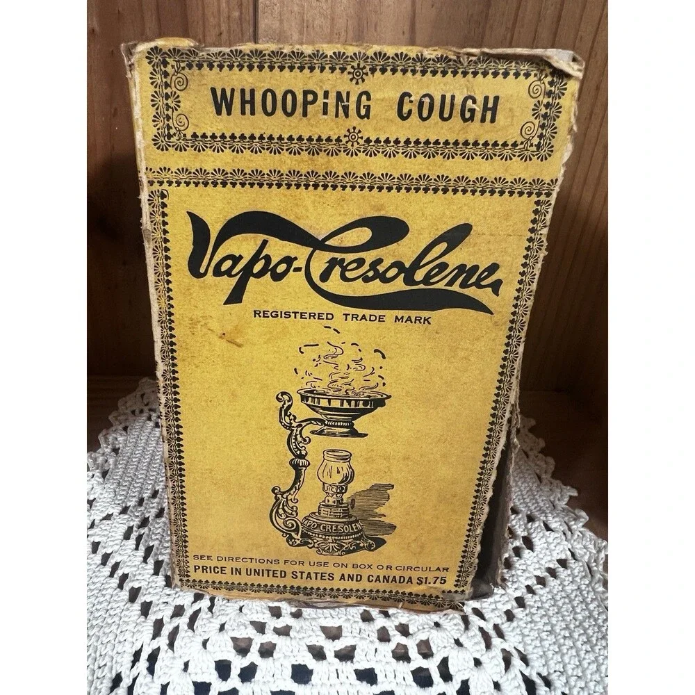 ANTIQUE VAPO-CRESOLENE VAPORIZER KEROSENE OIL LAMP W/BOX